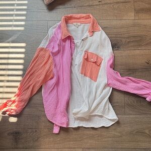 Entro Pink and Orange Button Down Shirt